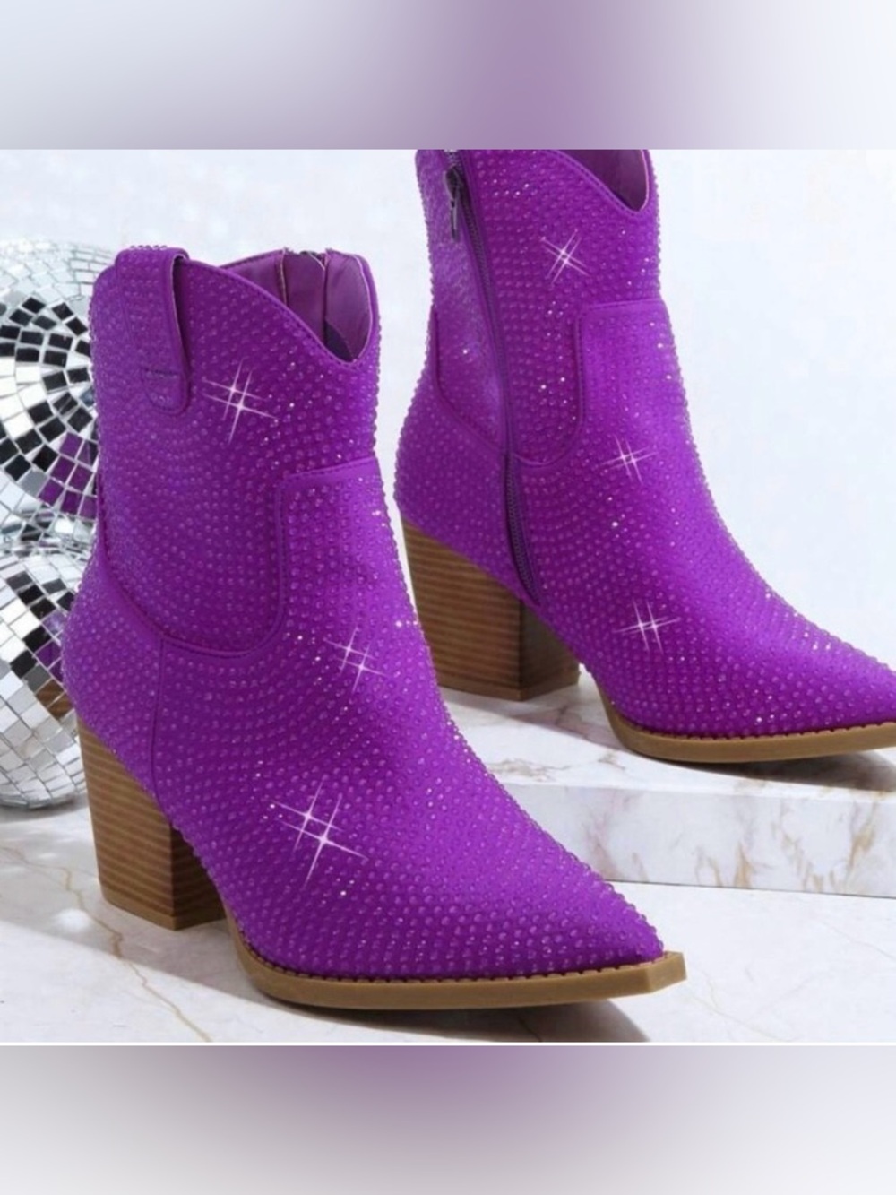 Purple Rhinestone cowboy boots